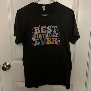 Best Birthday Ever Disney Tee T-Shirt M Medium Heathered Gray Bella Canvas Grey